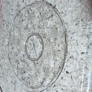 TRAY. Etched glass platter SCALLOP EDGE 14 inch